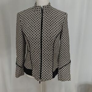 Liz Claiborne Women Jacket Size 10 Petite Black And White Tweed Blazer